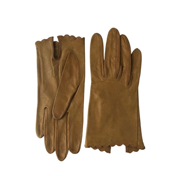 Cool Tan Leather Set Gloves and Handbag Vintage Accessories Set - Picture 4 of 11